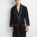 Velor dressing gown with side collar