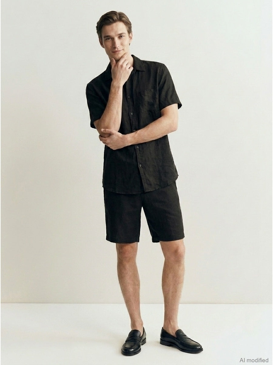 Men's short-sleeved linen shirt