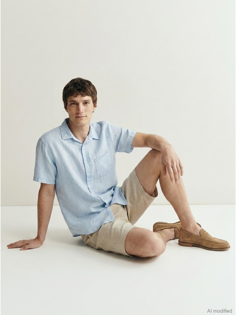 Men's short-sleeved linen shirt