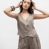 Women's vest and trousers, Capsule Collection, 100% linen