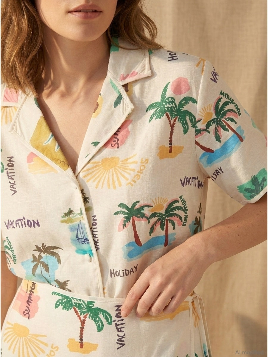 Women's shirt and skirt with linen