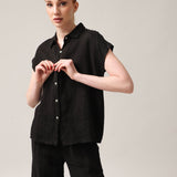Women's short-sleeved linen shirt