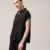Women's short-sleeved linen shirt