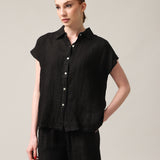 Women's short-sleeved linen shirt