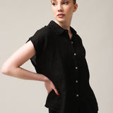 Women's short-sleeved linen shirt
