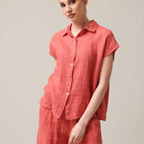 Women's short-sleeved linen shirt