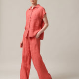 Women's short-sleeved linen shirt