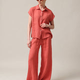 Women's short-sleeved linen shirt