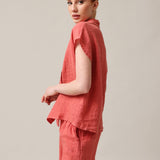 Women's short-sleeved linen shirt