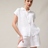 Women's short-sleeved linen shirt