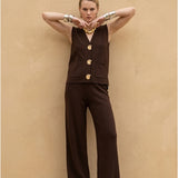 Women's knitted waistcoat and trousers