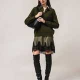 Women's polo jumper with angora wool