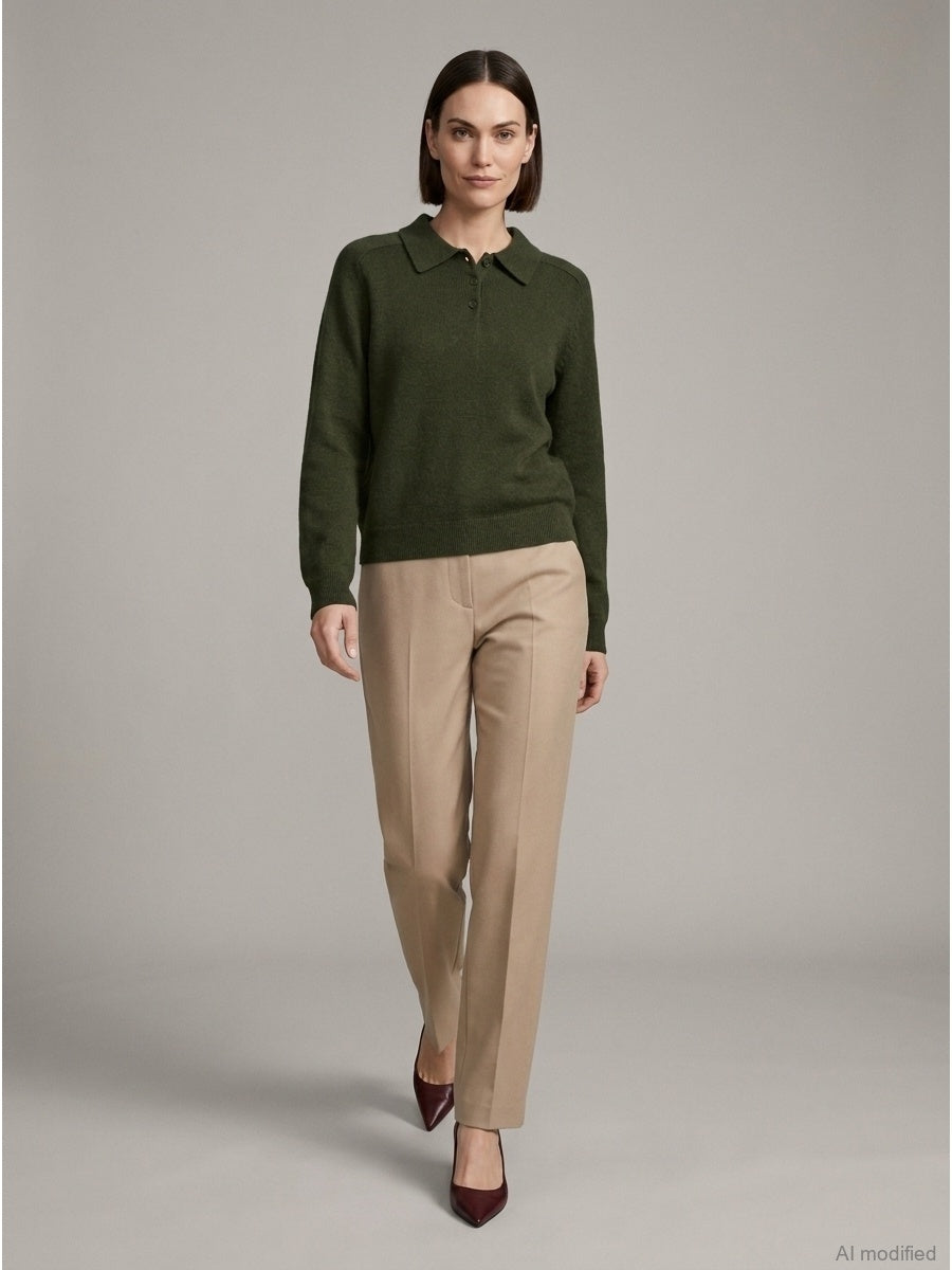 Women's polo jumper with angora wool