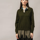 Women's polo jumper with angora wool