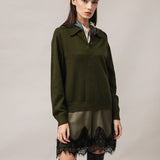 Women's polo jumper with angora wool