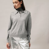 Women's polo jumper with angora wool