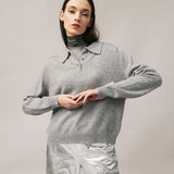Women's polo jumper with angora wool