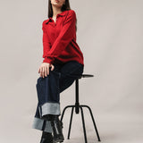 Women's polo jumper with angora wool
