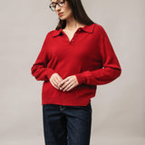Women's polo jumper with angora wool