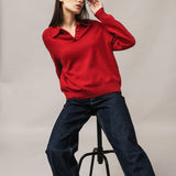 Women's polo jumper with angora wool