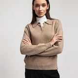 Women's polo jumper with angora wool