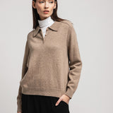 Women's polo jumper with angora wool