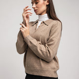Women's polo jumper with angora wool