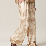 Women's wide trousers with silk