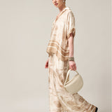 Women's wide trousers with silk