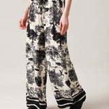 Women's wide trousers with silk