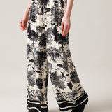 Women's wide trousers with silk