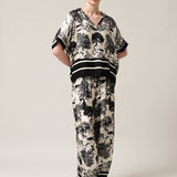 Women's wide trousers with silk