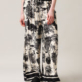 Women's wide trousers with silk