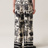 Women's wide trousers with silk