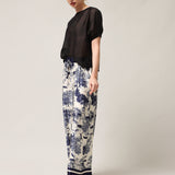 Women's wide trousers with silk