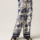 Women's wide trousers with silk