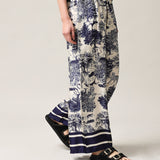 Women's wide trousers with silk