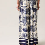 Women's wide trousers with silk