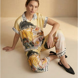 Women’s trousers with silk