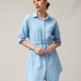 Shirt type muslin dress