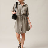 Shirt type muslin dress