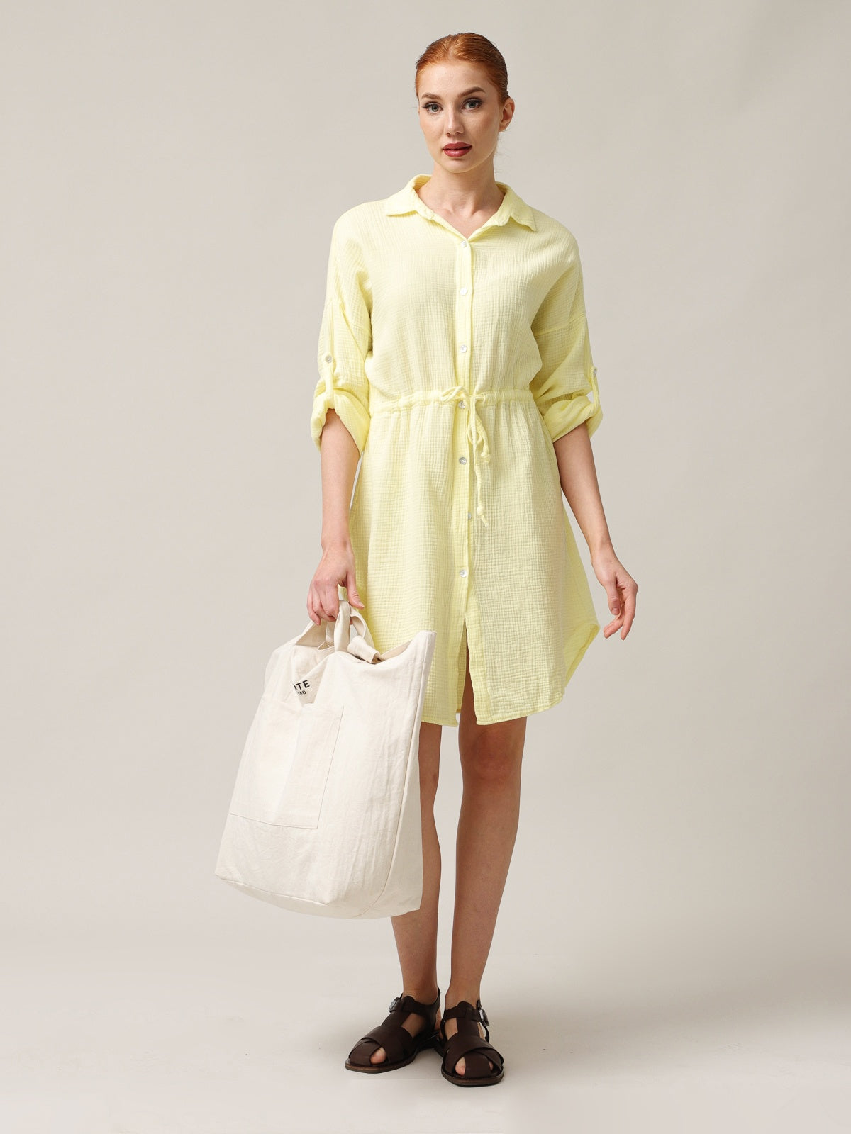 Shirt type muslin dress