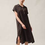 Women's shirt-type linen dress