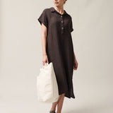 Women's shirt-type linen dress