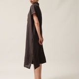 Women's shirt-type linen dress