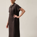 Women's shirt-type linen dress