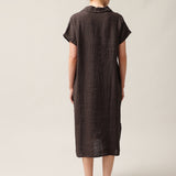 Women's shirt-type linen dress