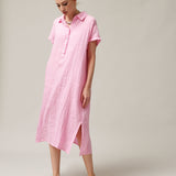 Women's shirt-type linen dress