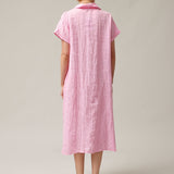 Women's shirt-type linen dress