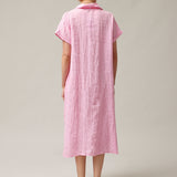 Women's shirt-type linen dress